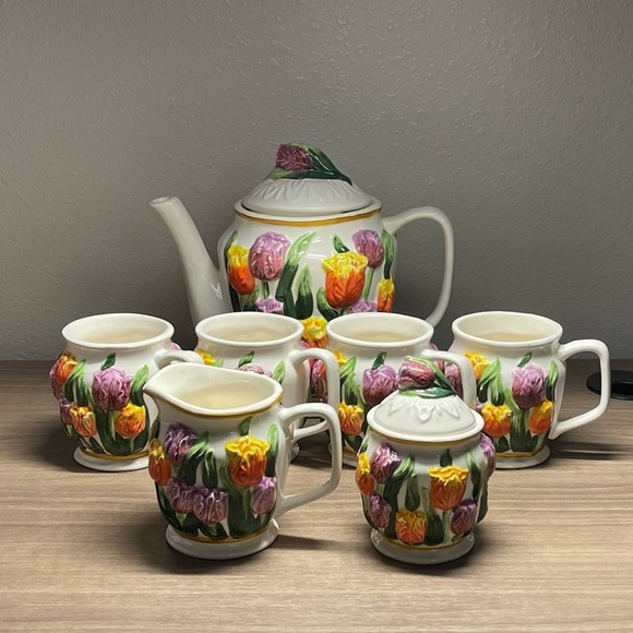 Tulip Tea/Coffee Set, 7-piece set, rare find - Picture 4 of 4